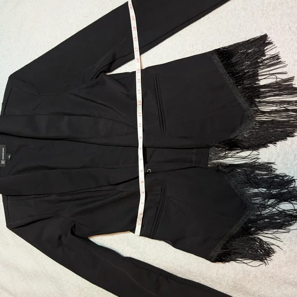 INC International Concepts Black Fringe Blazer - Picture 4 of 7